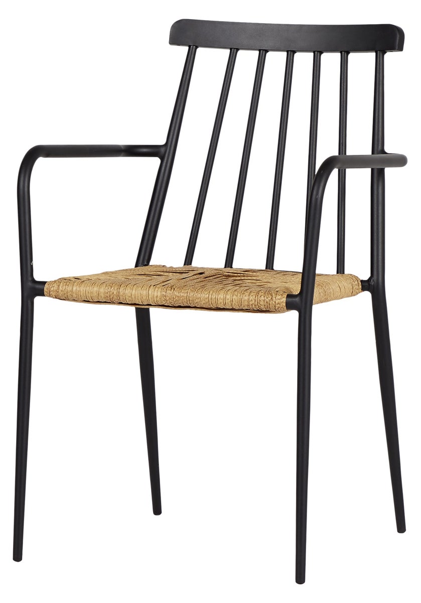 Evira stapelbare tuinstoel, zwart en naturel. 58 x 54 x 84 cm