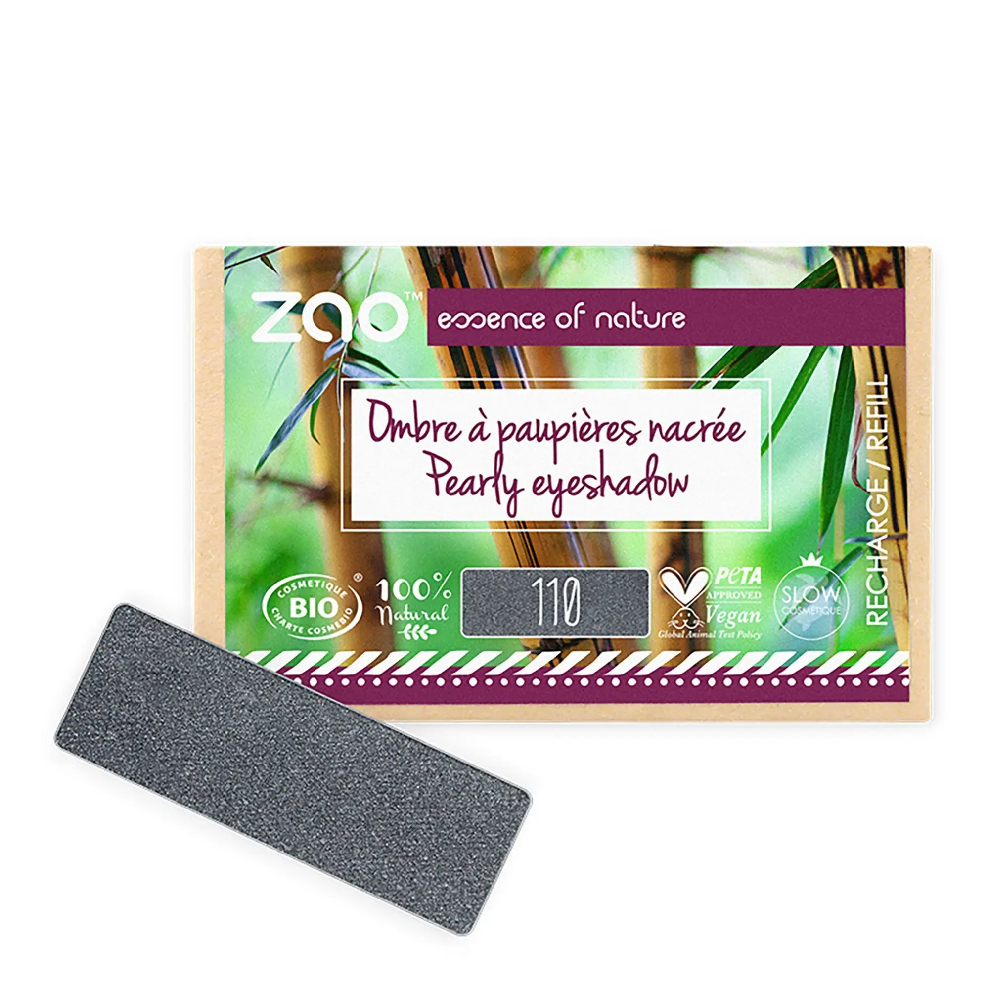 Zao Makeup - Recharge Ombre à Paupières Rectangle Bio, vegan et rechargeable- Ombre à paupières