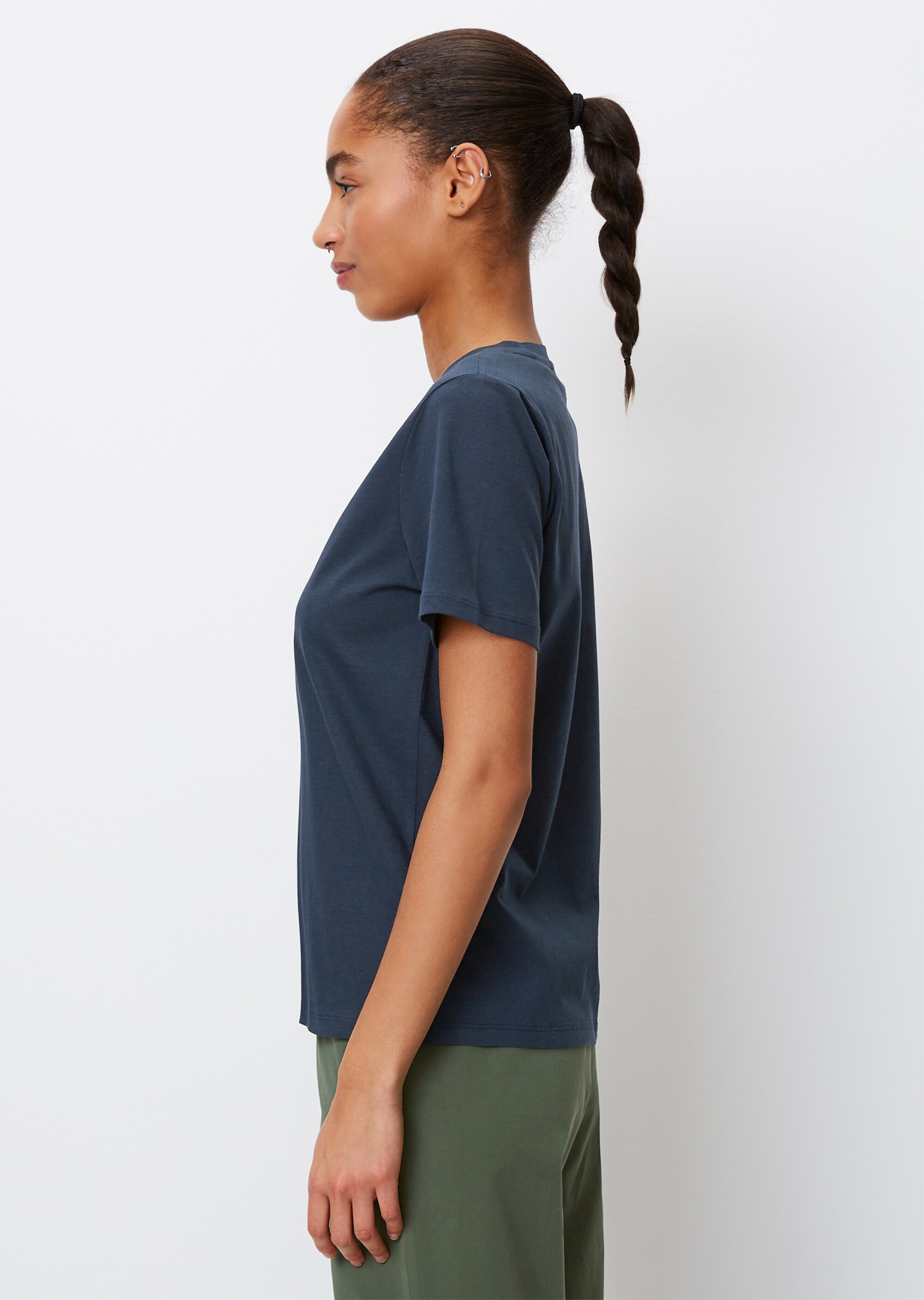 V-Neck-T-Shirt regularaus softem Baumwoll-Jersey