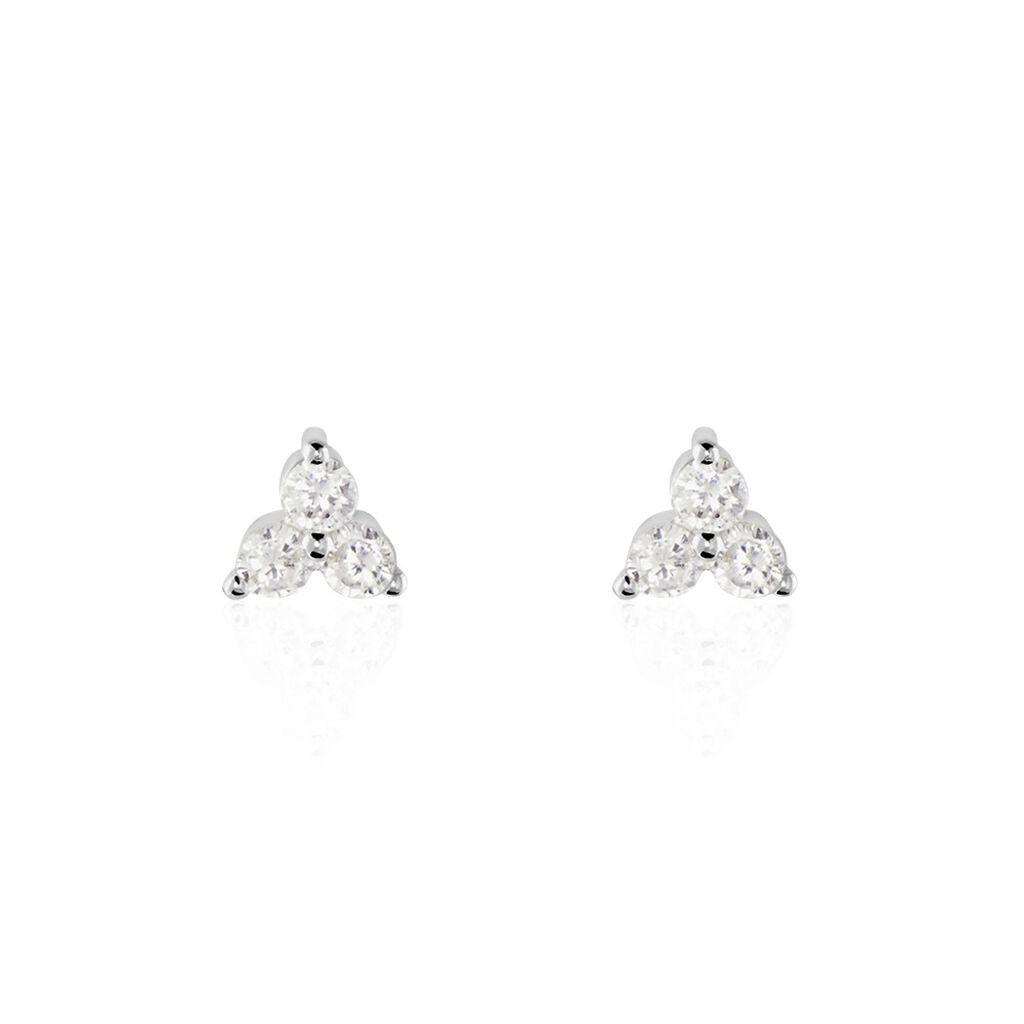 Boucles D'oreilles Puces Argent Blanc Ursmer Oxydes De Zirconium