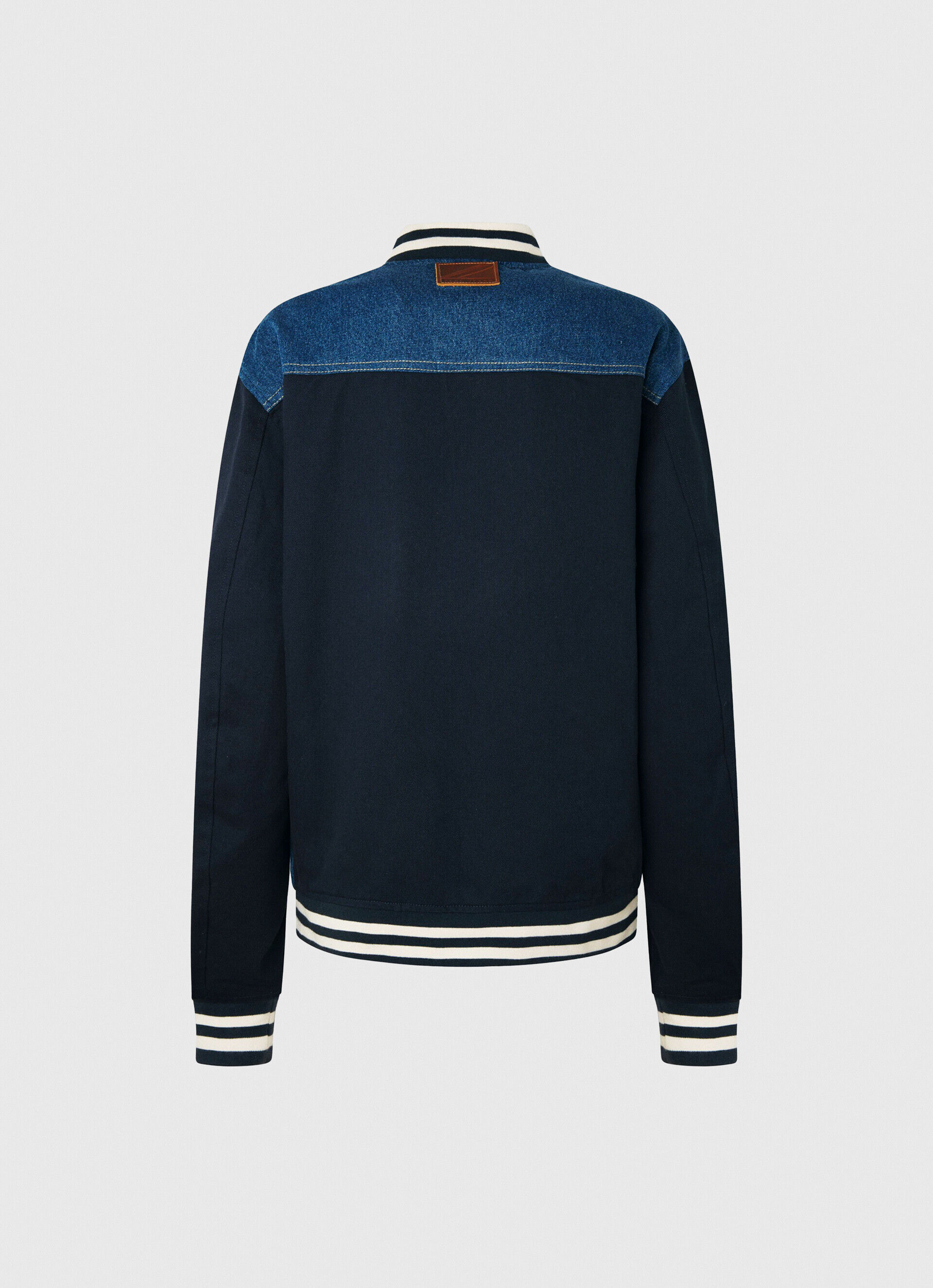 JAQUETA DE TECIDO COMBINADO - jeans