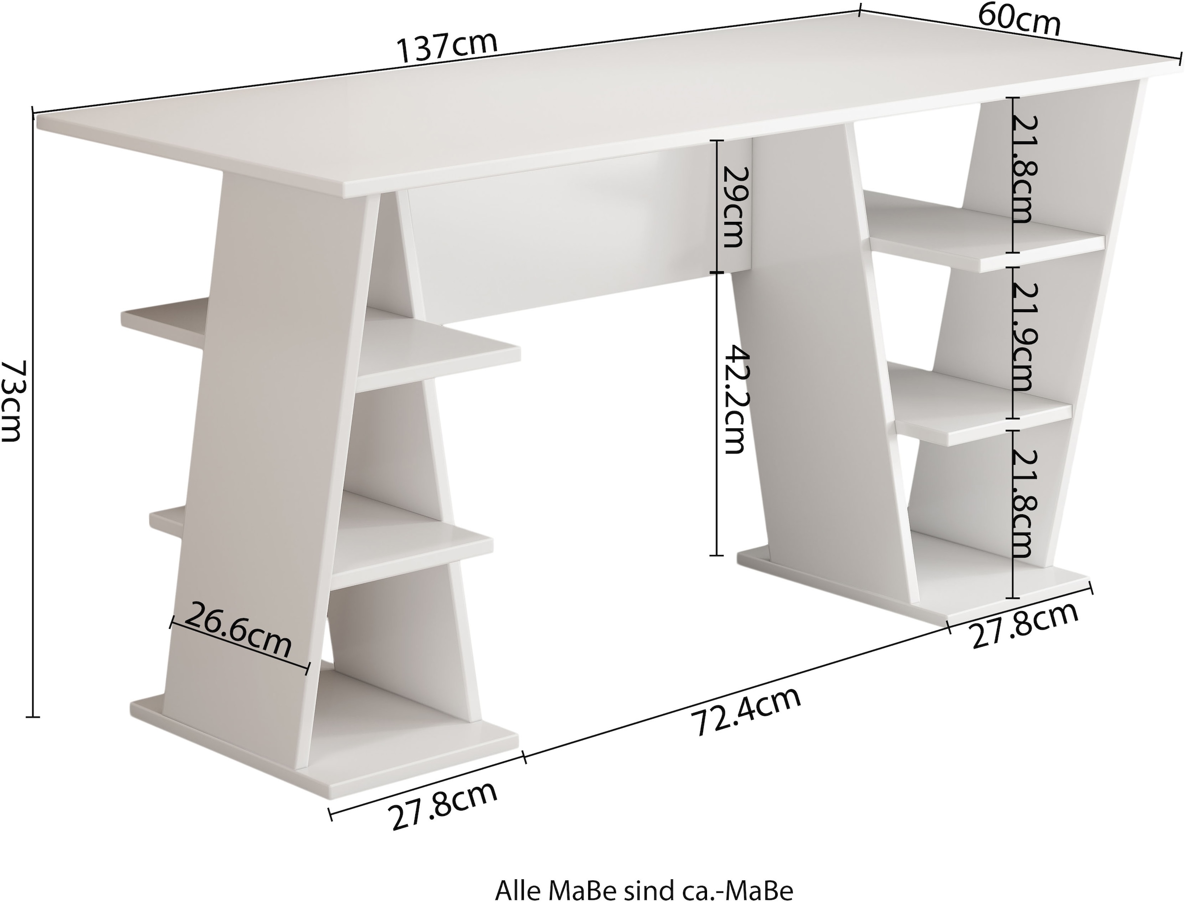 GOODproduct Schreibtisch »Ezzell« Set,  Regalschreibtisch mit Ablagen, modernes Design, Breite 137 cm