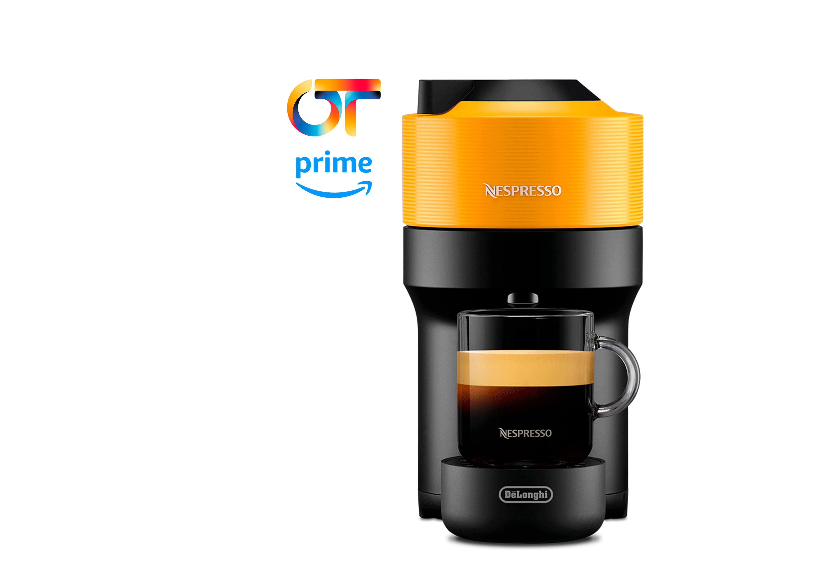 Máquina de café Vertuo Pop amarela manga