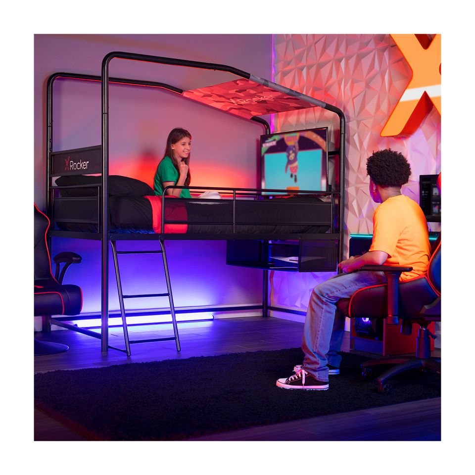 Xrocker Contra Mid-Sleeper Gaming Bunk Bed With Reversible Profile - Black And Camo