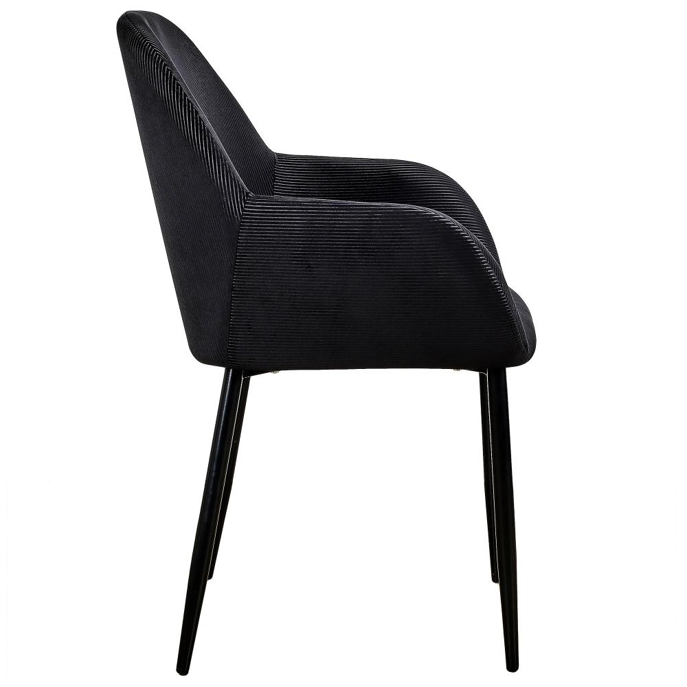 FAUTEUIL GIULIA NOIR VELOURS COTELE