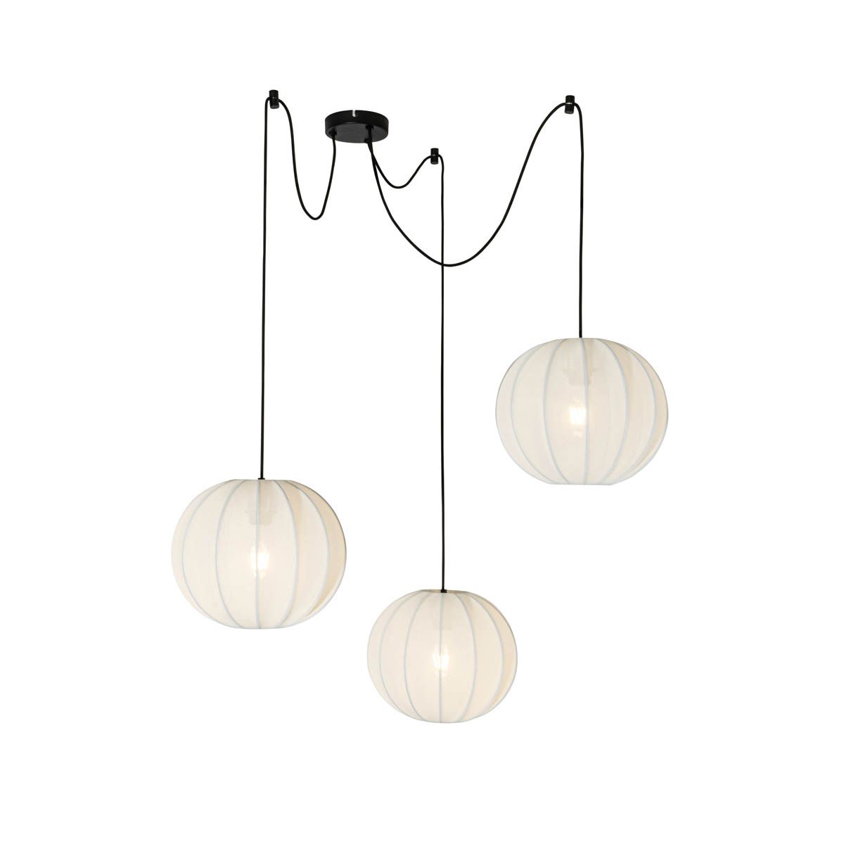 Japandi hanglamp wit zijden 30cm 3-lichts - Plu