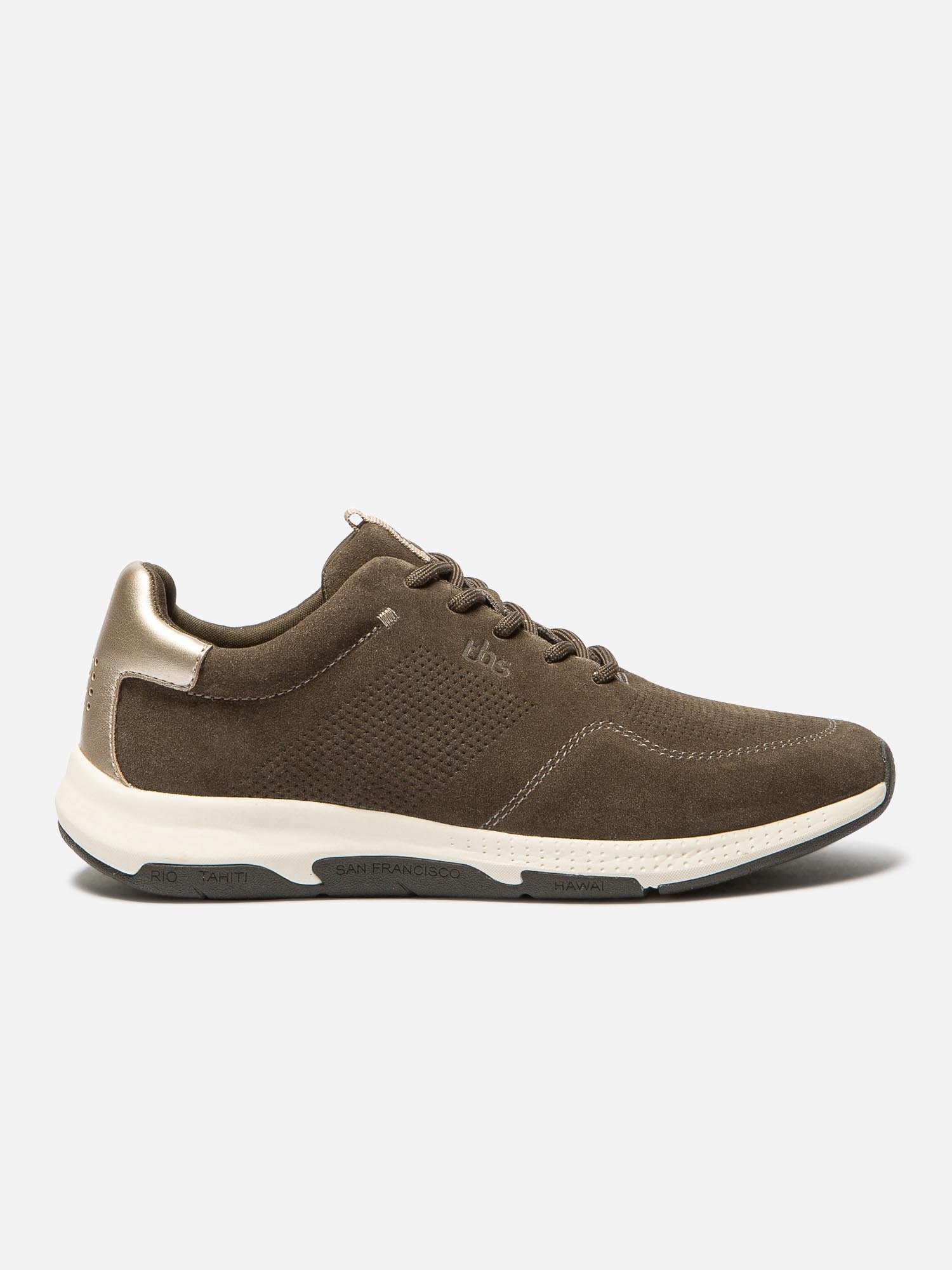 Baskets Femme Confort Cuir Kaki