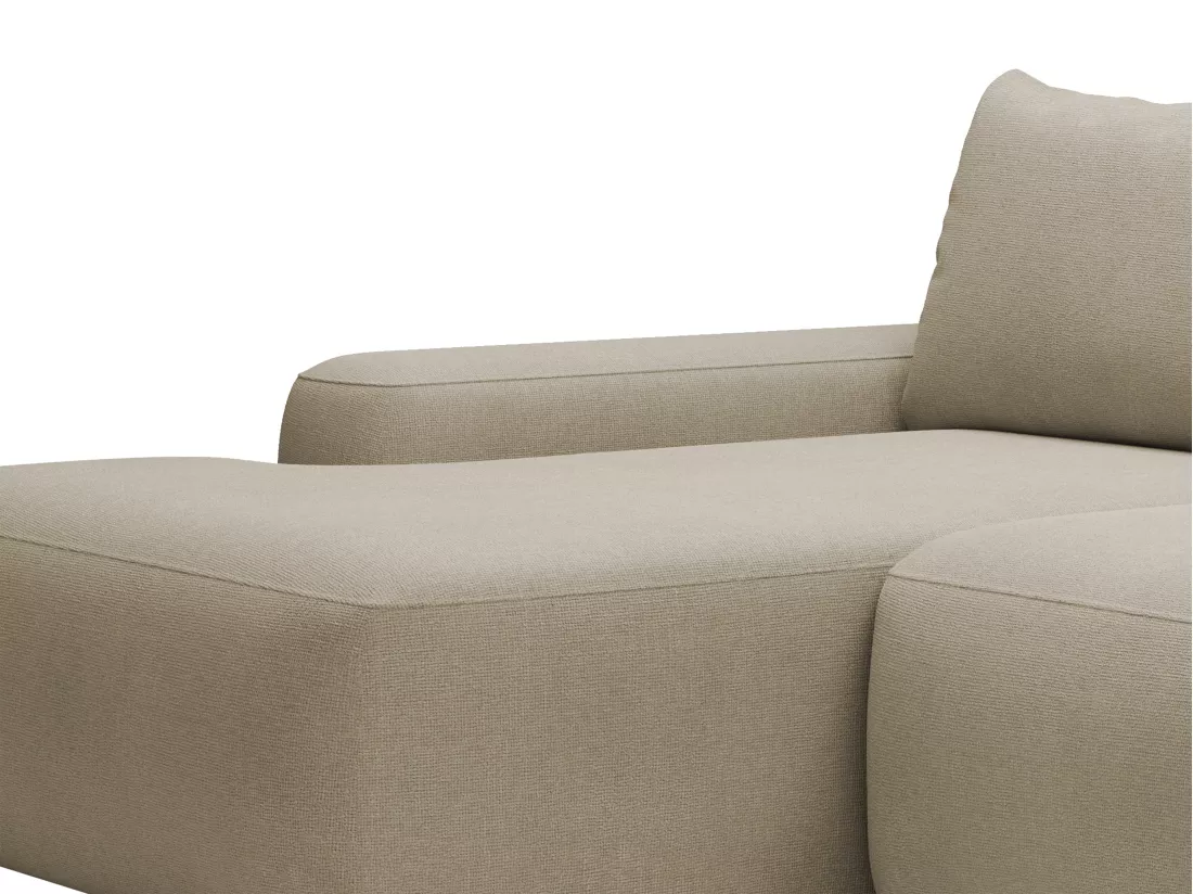 Canapé d'angle gauche convertible en tissu texturé taupe DAVISO