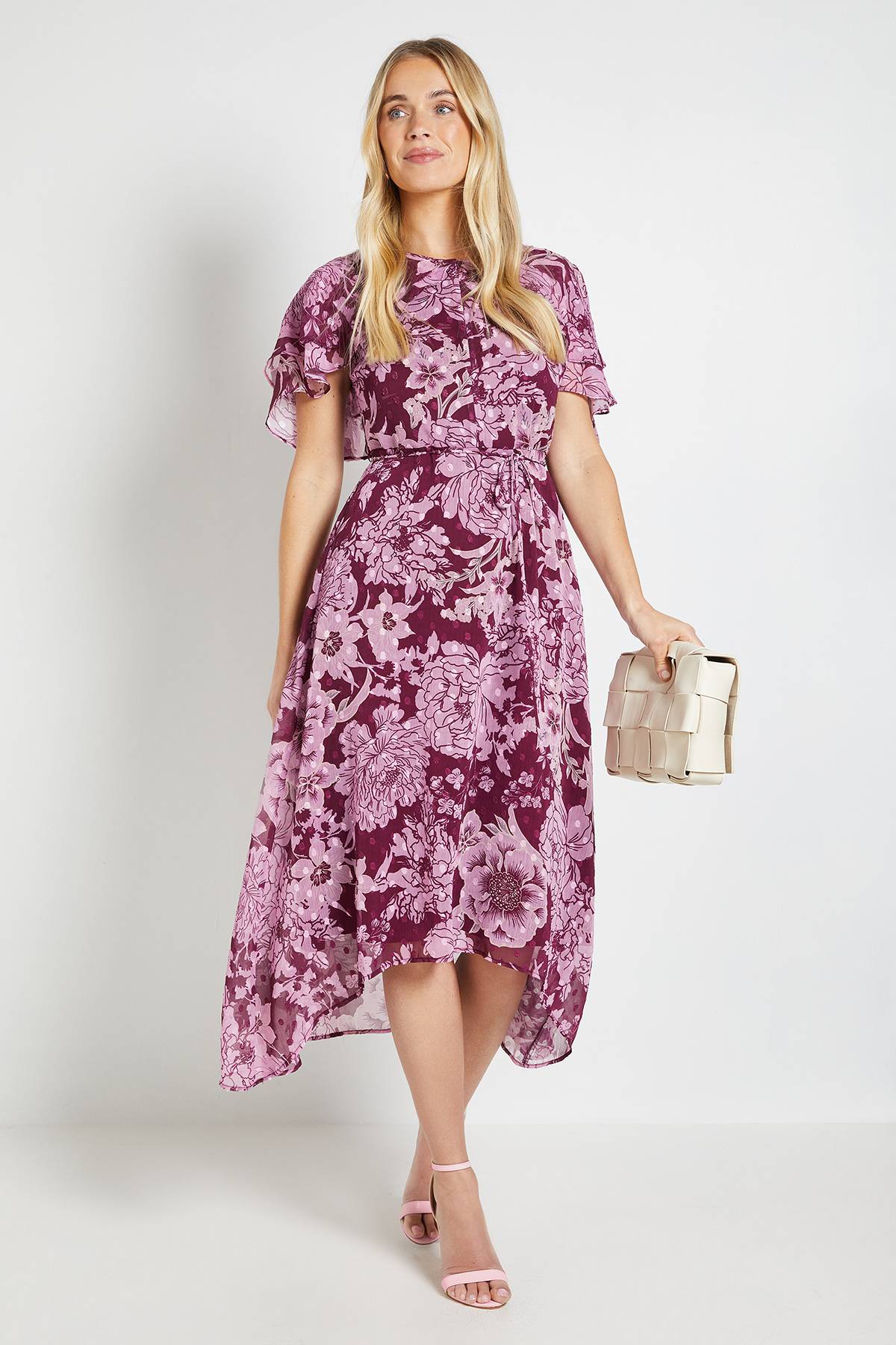 Wallis Robe Midi Cape À Imprimé Floral Dévoré Petite