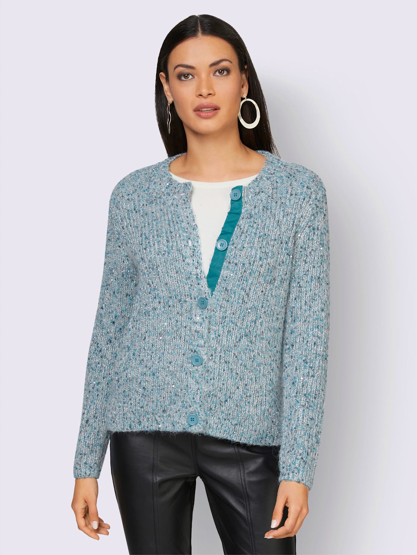 Cardigan fil avec paillettes incrustées