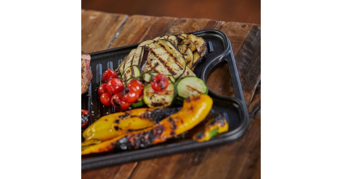 VictoriaOmkeerbare Bakplaat 47 x 25 cm, Seasoned grillplaat  (Zwart, Color packaging)