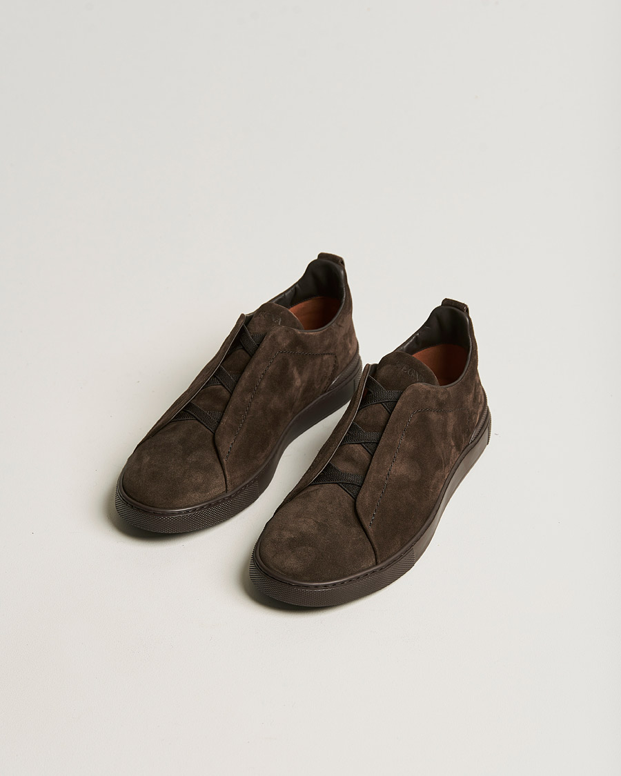 Zegna Triple Stitch Sneakers Full Brown Suede