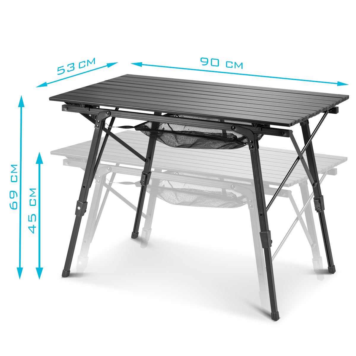 STAHLWERK Campingtafel CT-30 ST Opvouwbare en in hoogte verstelbare aluminium opvouwbare tafel