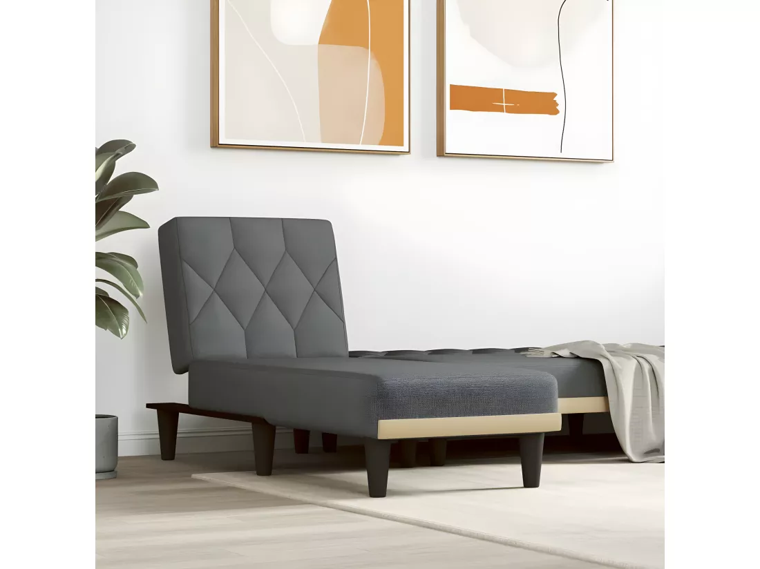 Chaise longue gris foncé tissu