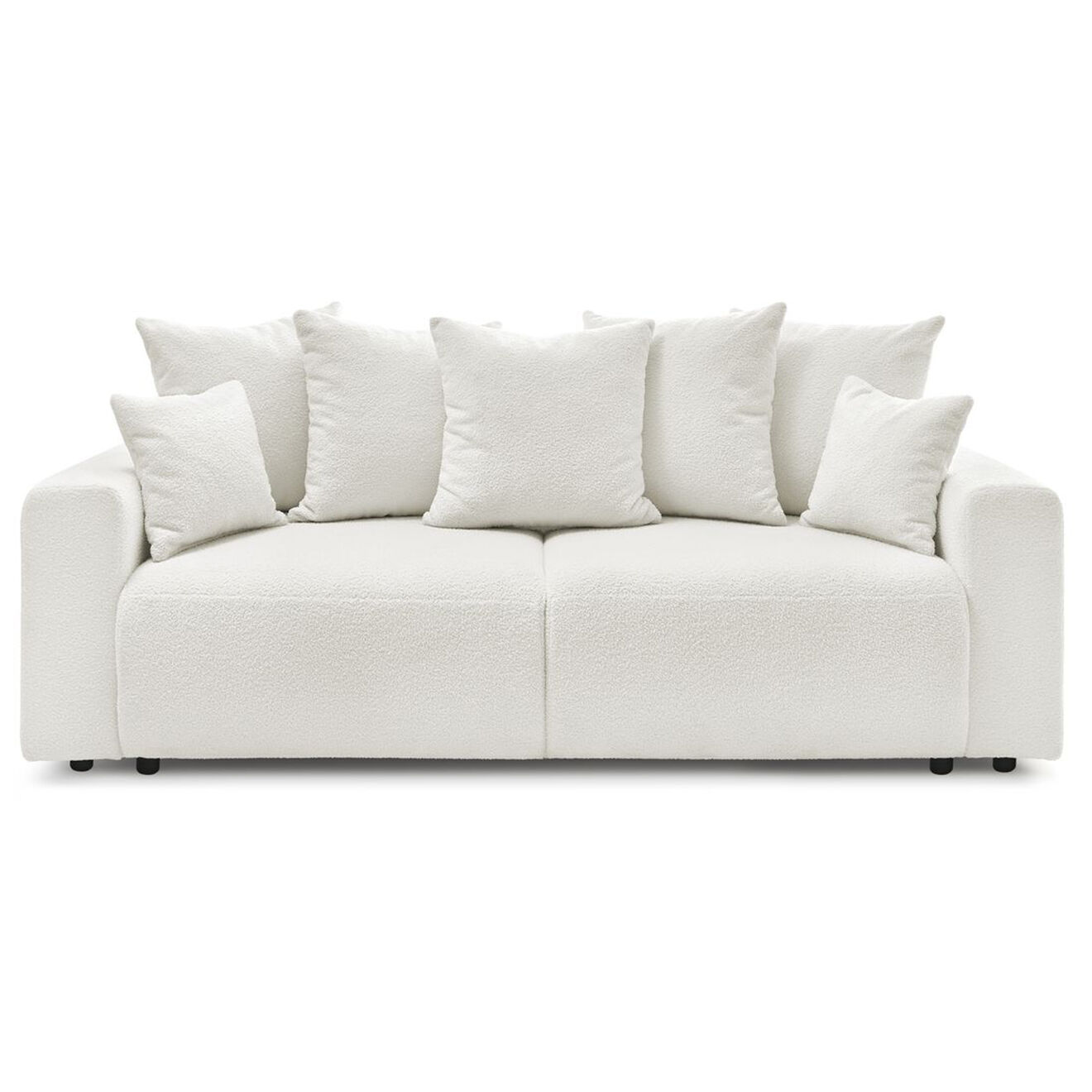 Bobochic Canapé 3 places convertible velours  Envy blanc - 245x102x88 cm