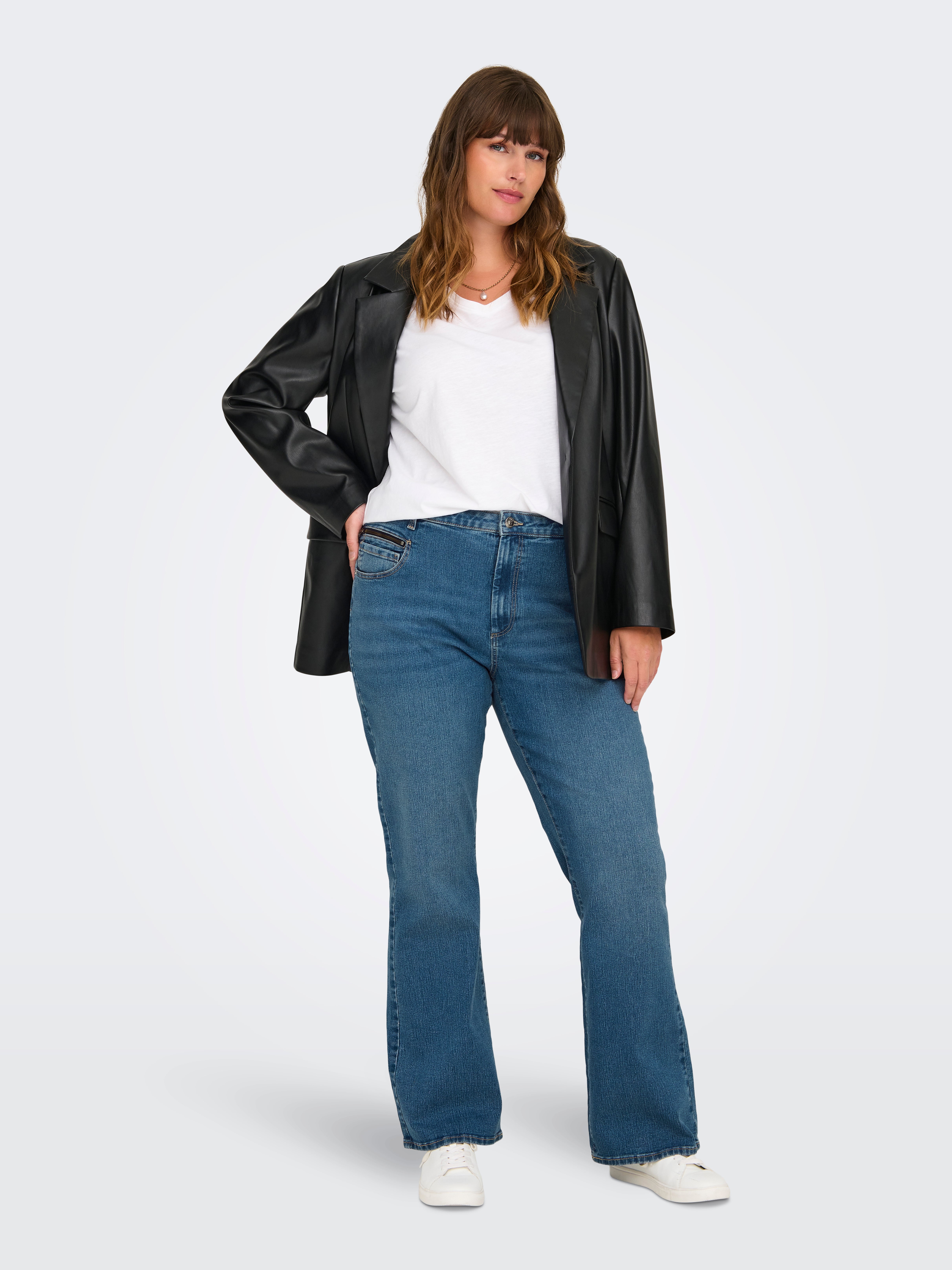 CARSANDRA Hohe Taille Ausgestellt Jeans Medium Blue Denim