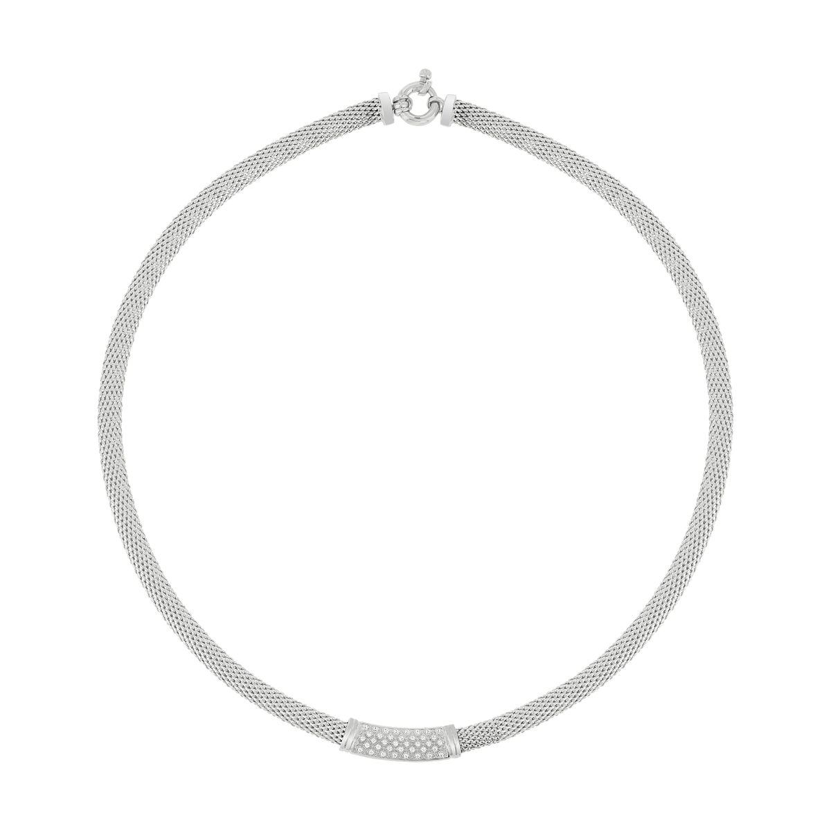 Collier argent 925 maille souple zirconias 43 cm
