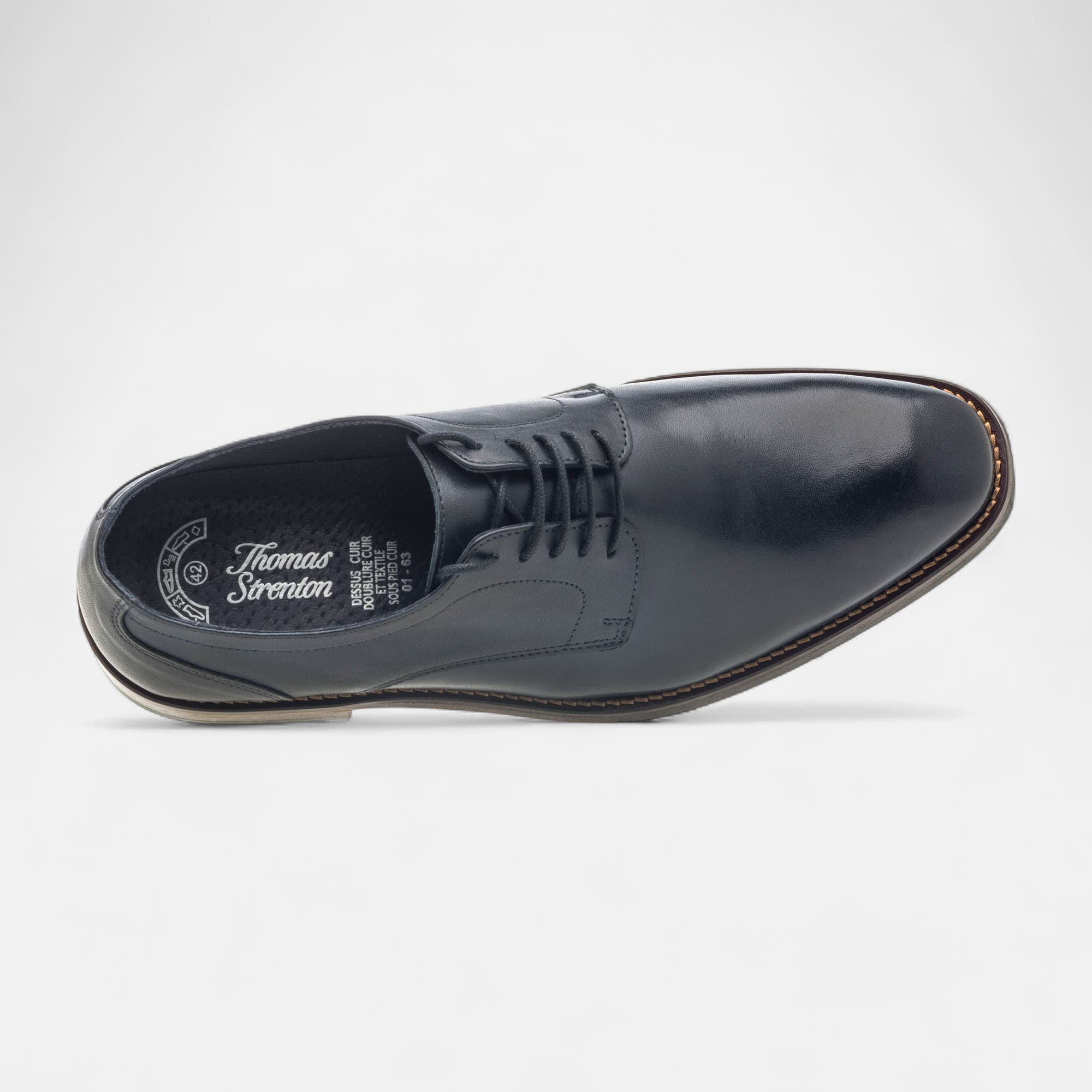 Chaussures habillées cousues Homme en cuir noir