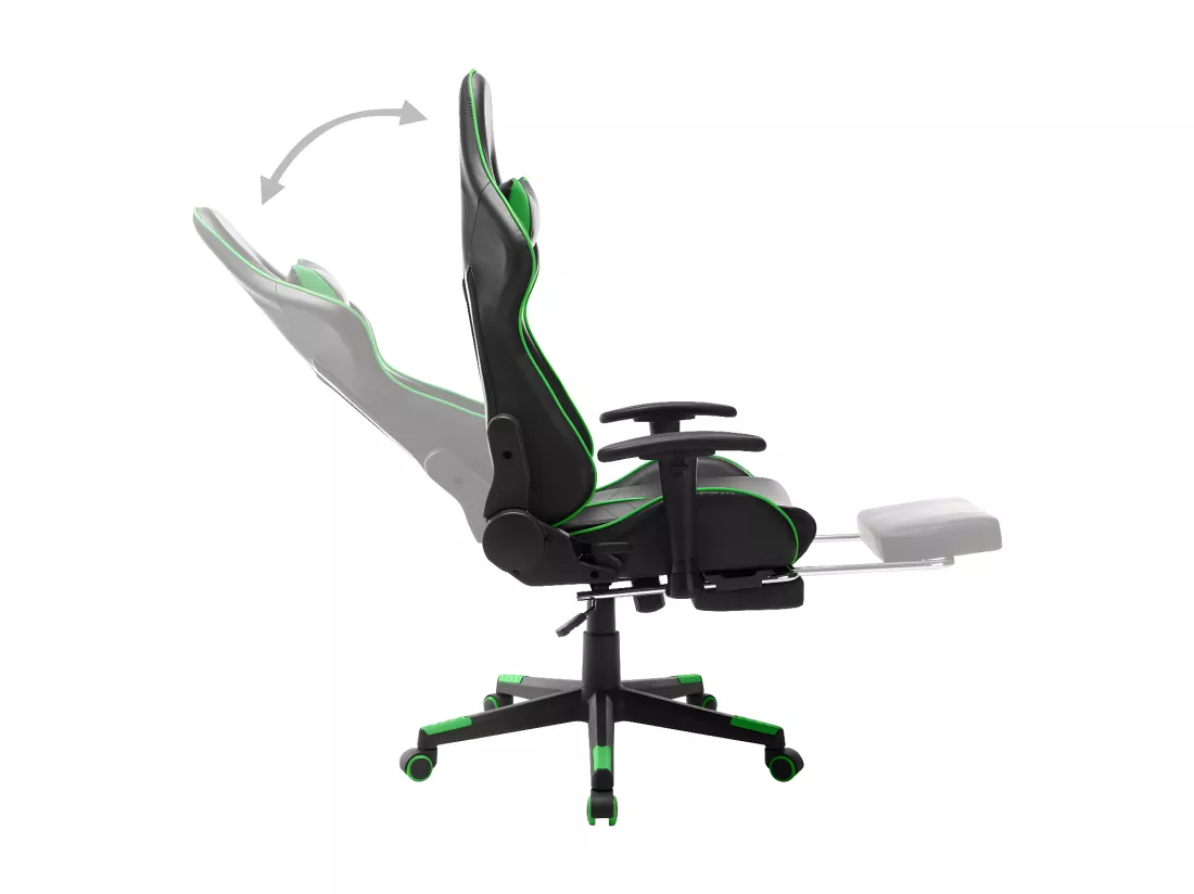 Chaise de jeu avec repose-pied Noir et vert Cuir artificiel