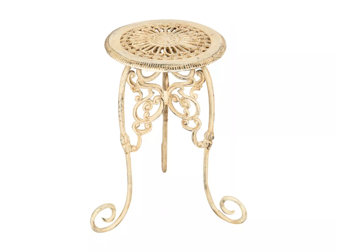 BISCOTTINI Support de Pot de Fleurs - Fonte avec Finition Argent Antique - Porte-Plante - Pot d'Intérieur et d'Extérieur - Jardinière - Jardin - Salon - Salle à Manger - Présentoir - Décoratif - 45x45x60cm