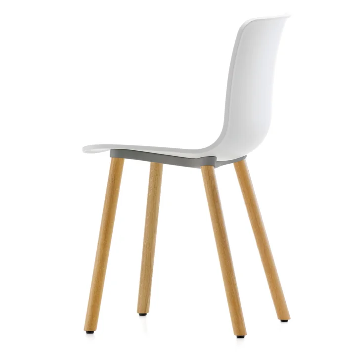 Vitra - Hal Wood RE Stuhl, baumwollweiss / Eiche hell / Filzgleiter