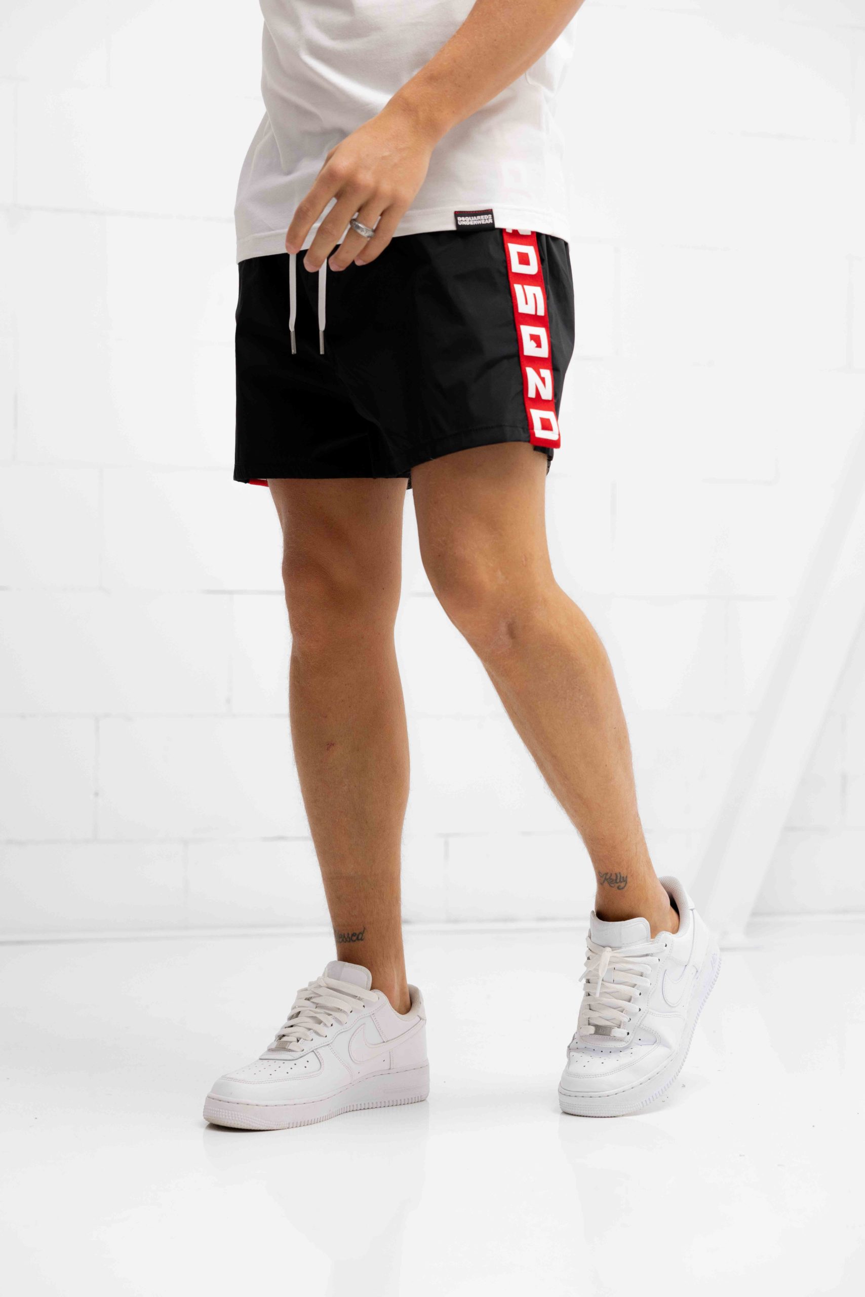 Dsquared2 Tape Logo Zwembroek Heren Zwart/Rood