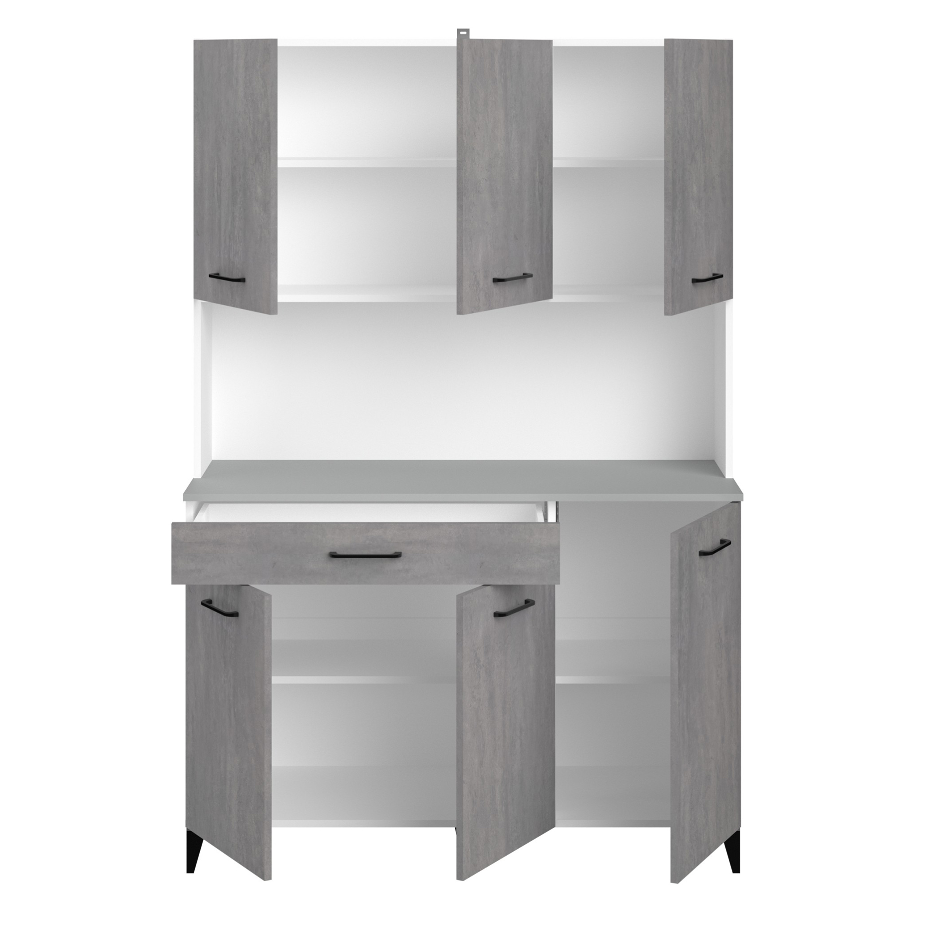 2-teiliges Buffet-Set MALICE 4 - Betonoptik-weiß - 180 cm hoch