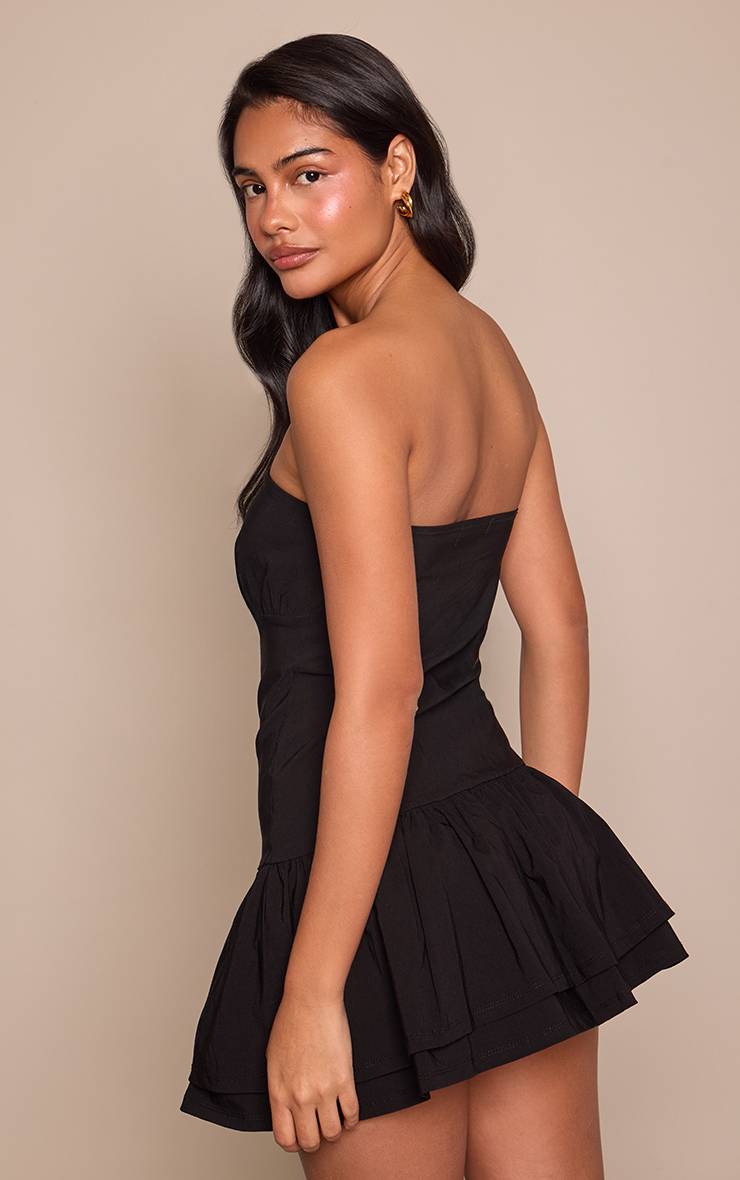 Noir Robe Droite Bandeau En Tissu Extensible Avec Détail Boutons