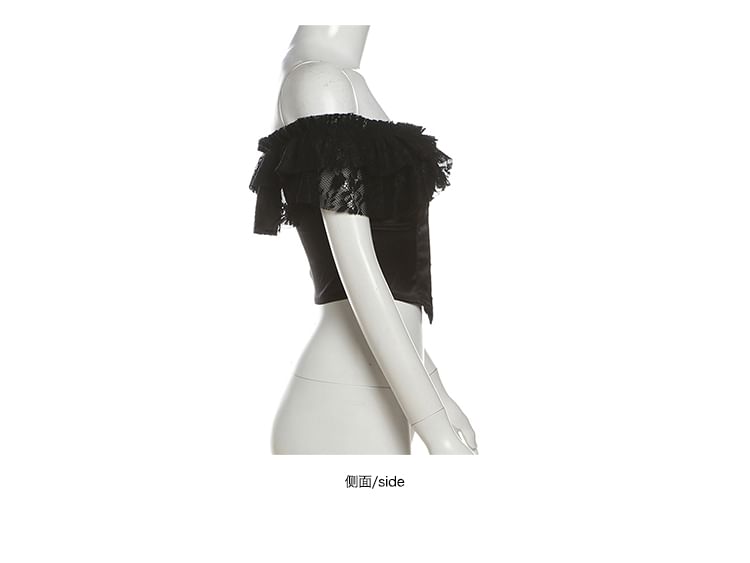 Autuna - Off Shoulder Effen Crop Top / Lage Taille Effen Maxi Zeemeerminrok