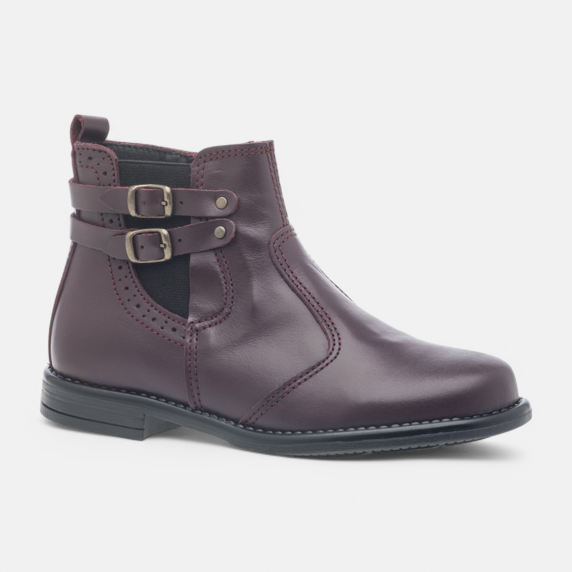 Bottines Fille en cuir bordeaux