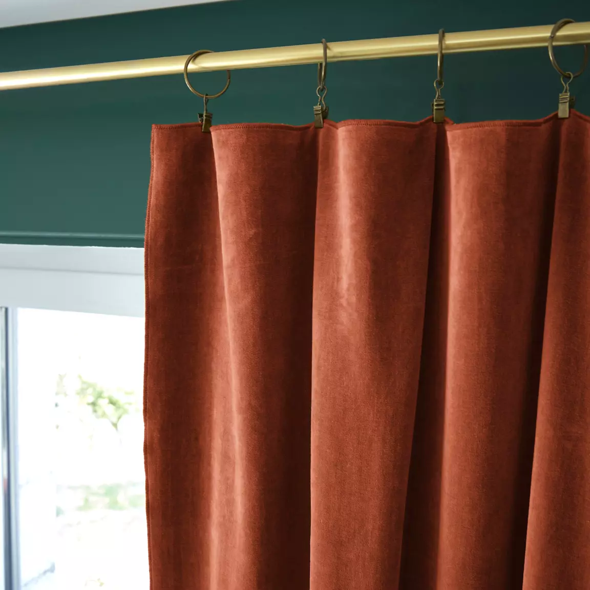 Rideau velours de coton ajustable (140 x max 270 cm) César Terracotta