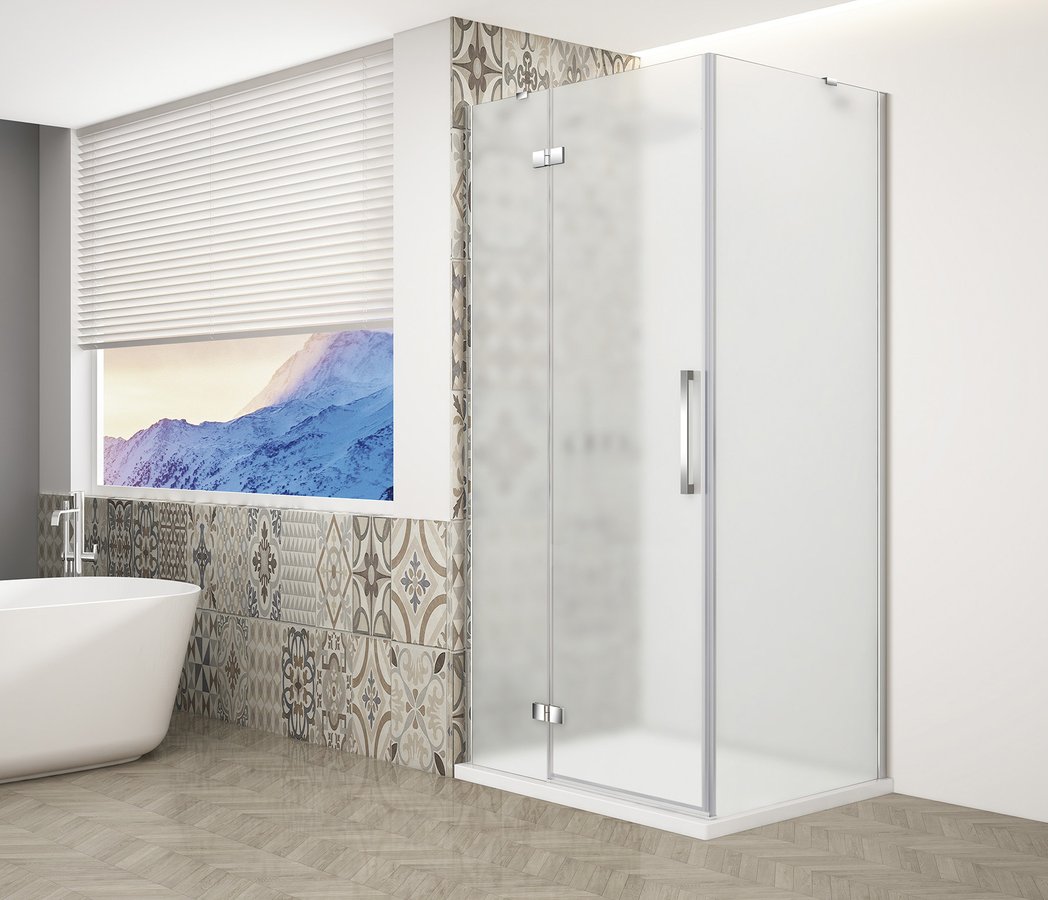 Gelco Trinity douchecabine met mat glas 120x120cm links chroom