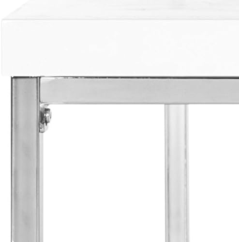 SAFAVIEH Glam Wooden Accent Table, in White and Chrome, 90 X 90 X 39.87