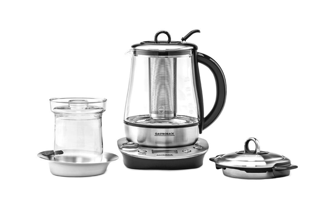 Tee- und Wasserkocher Design Tea & More Advanced Silber<br>Automatischer Tee- und Wasserkocher mit Gareinsatz