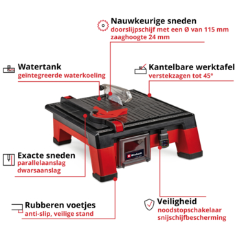 Einhell 18V Tegelsnijmachine TE-TC 18/115 Li (zonder accu)