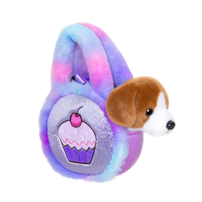 Plüsch Hund - mit Tasche lila