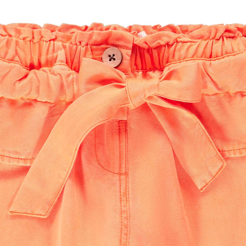 Short en toile uni pour fille - Corail