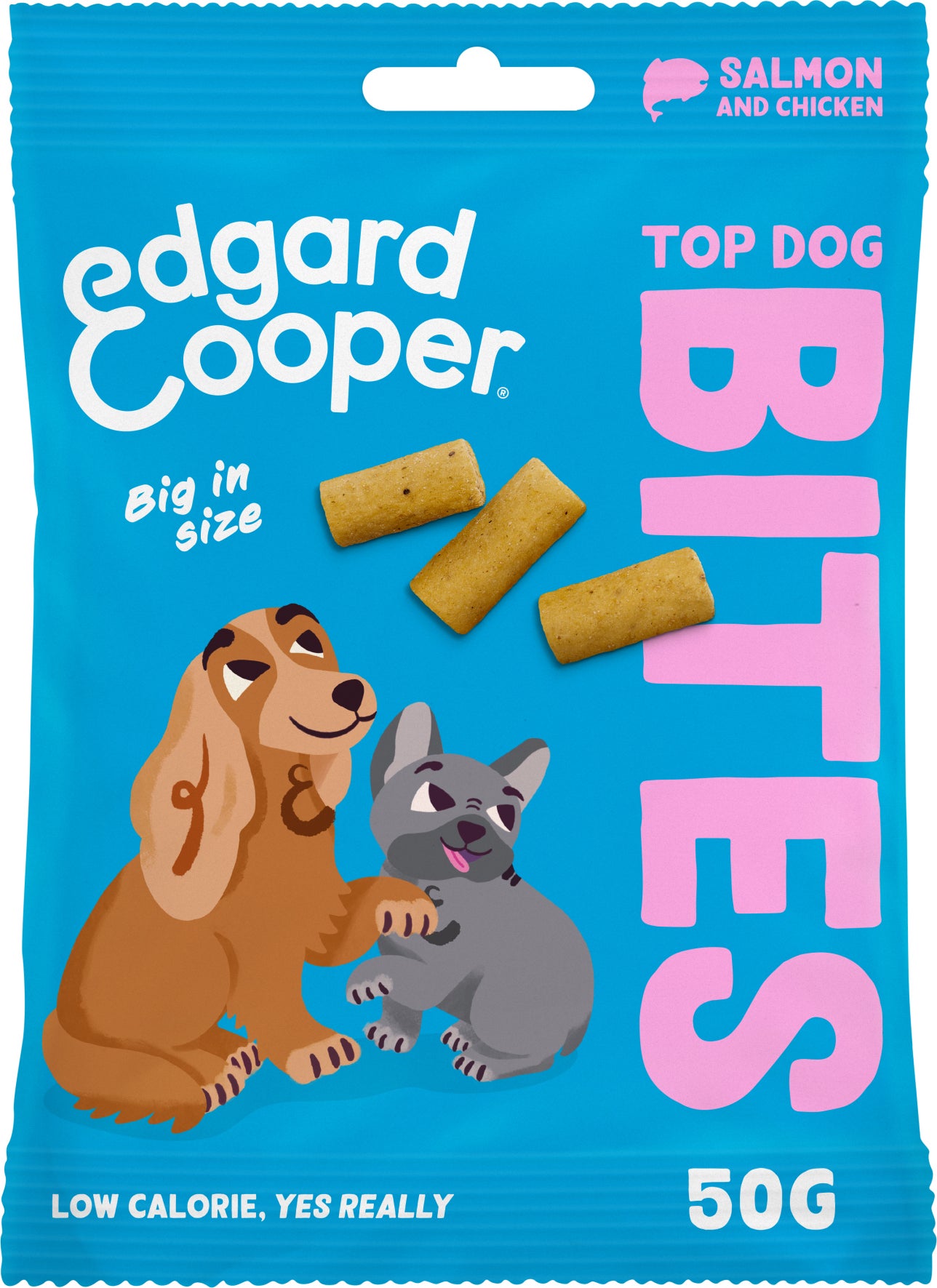 Edgard & Cooper hondensnack Top Dog Bites adult kip/zalm large 50 gram