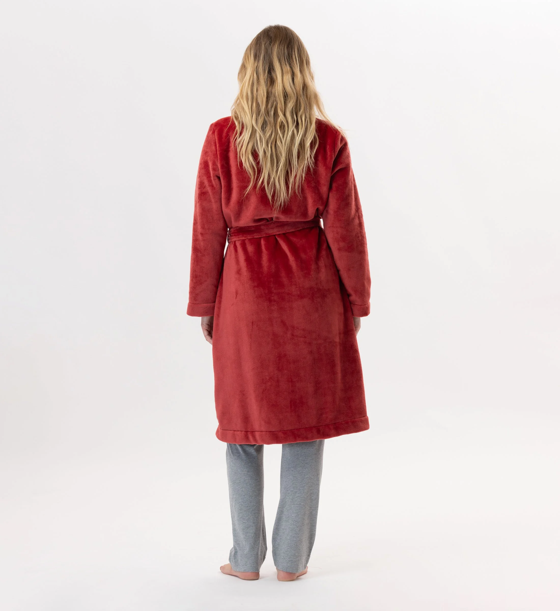 ESSENTIEL H51B - Robe de chambre en peluche flanelle | Rouge