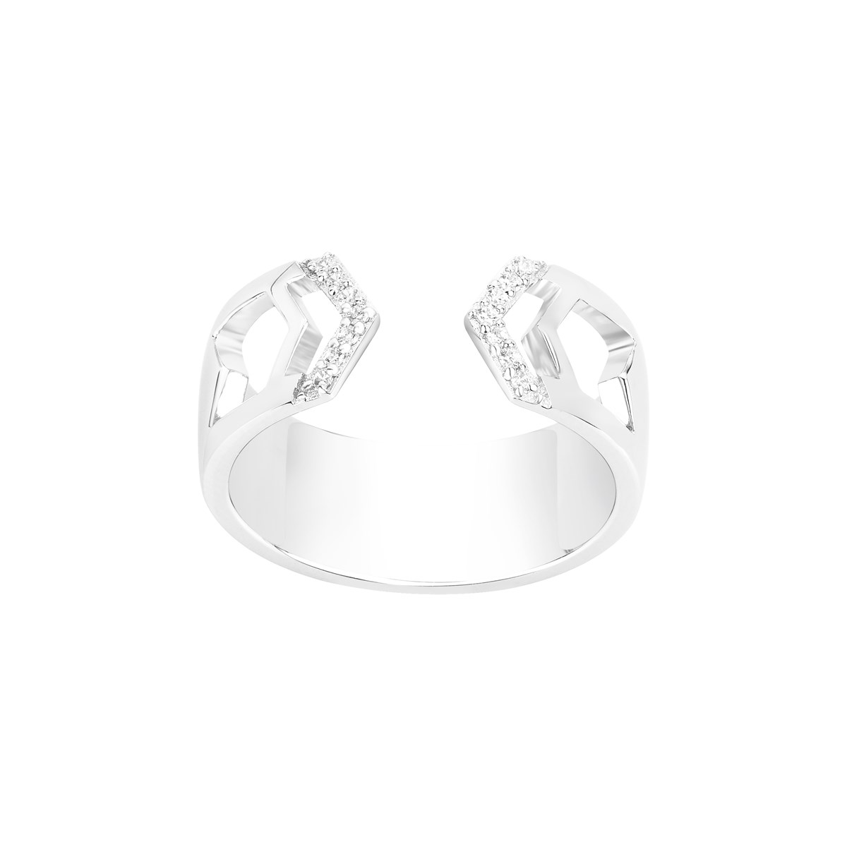 Bague ouverte en Argent avec oxyde de zirconium blanc