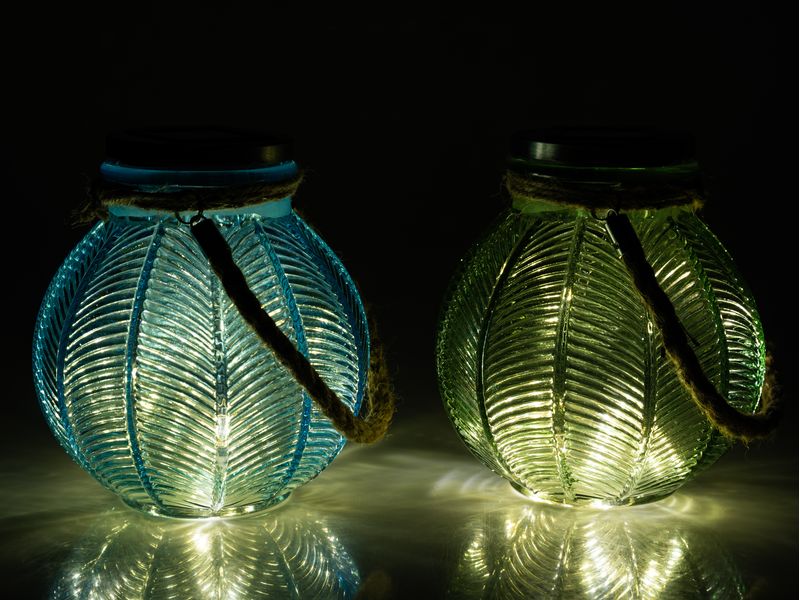 COCON Solar-Gartenleuchte, Blau LED-Glaskugel