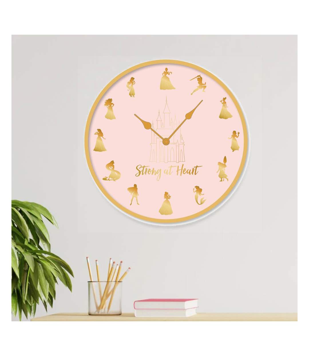 Disney Princess - Horloge murale STRONG AT HEART (Rose clair / Or) (Taille unique) - UTPM3216