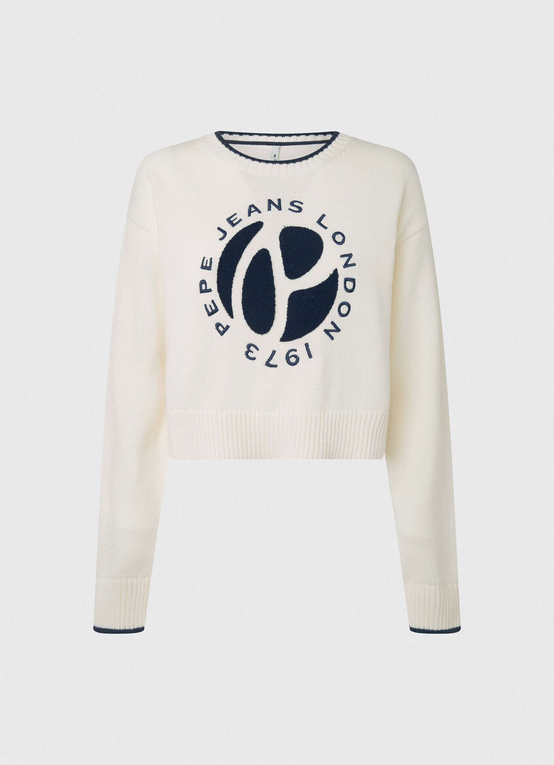 Malha de algodão com logotipo estampado - branca