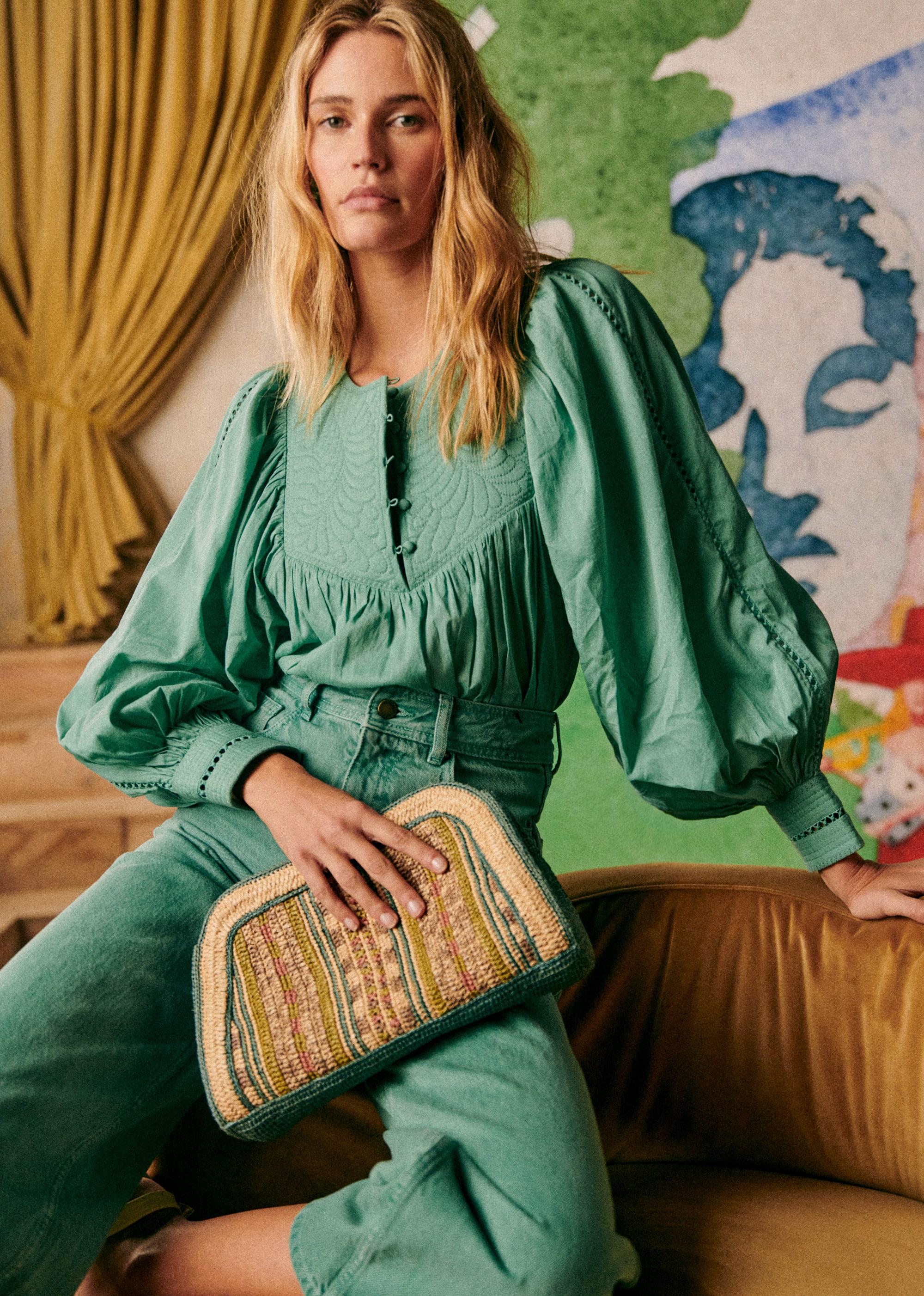 Pochette Carla - Rayures vert multi - SACS/NEW SACS Nos Paniers 5906397