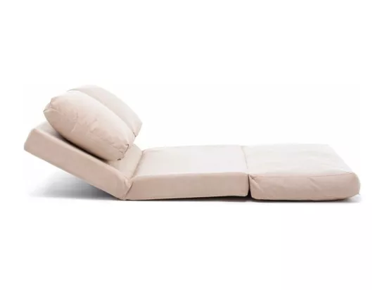 Fauteuil convertible multipositions velours Talya-Couleur Beige clair-2 places