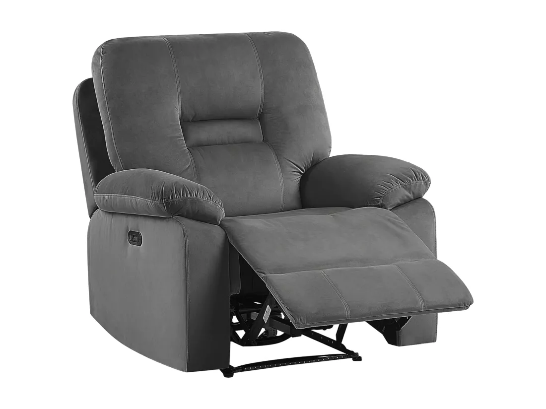 Fauteuil inclinable électrique BERGEN LED Velours Gris foncé