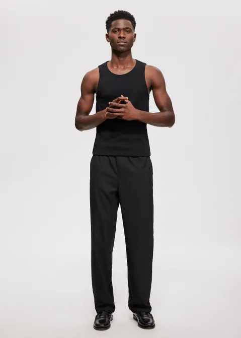 Basic rib singlet zwart (ZWART)