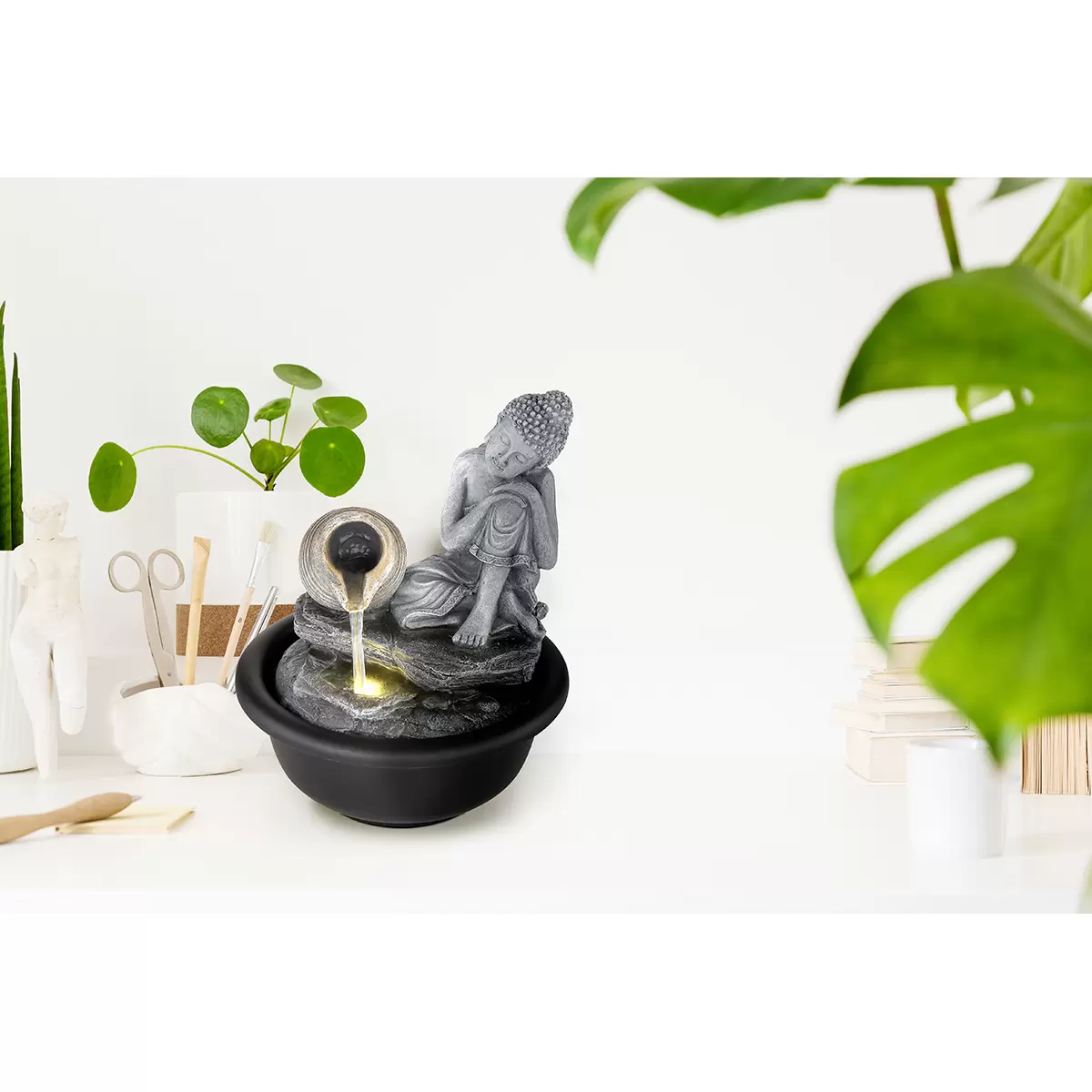Globo Zimmerbrunnen Buddha grau,schwarz