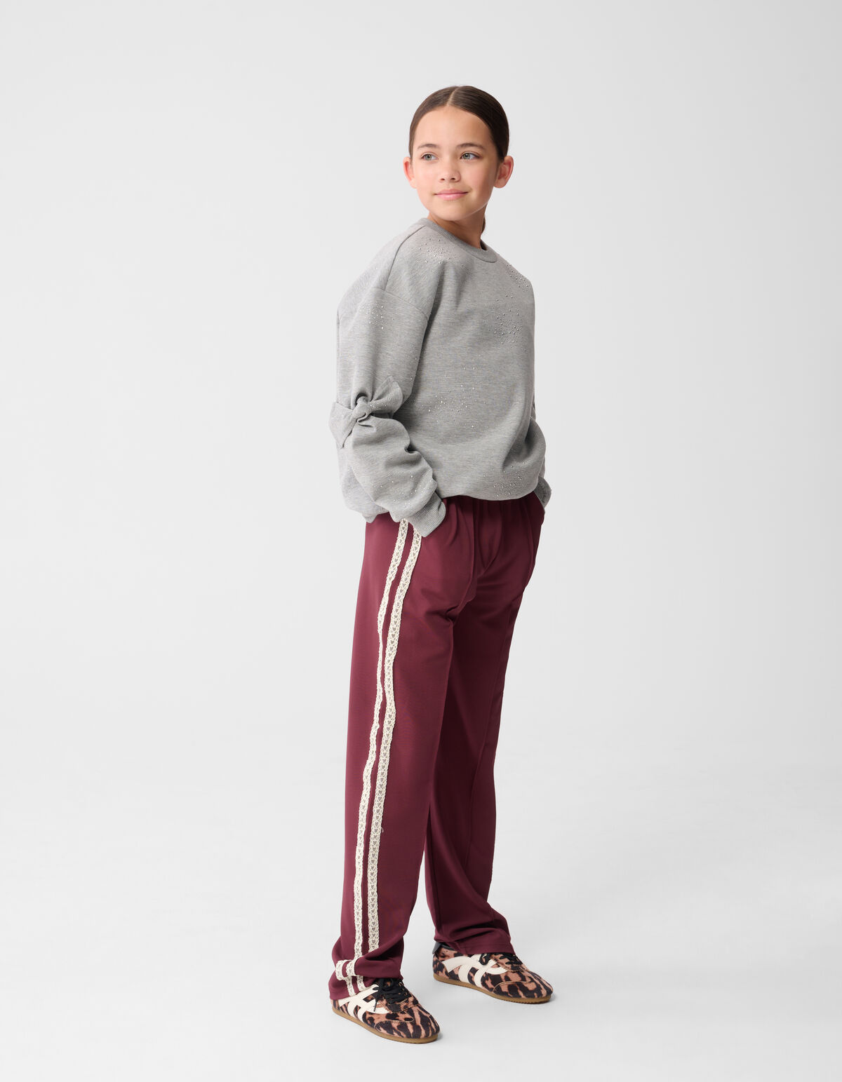 Sporty Wide Leg Broek Donkerrood