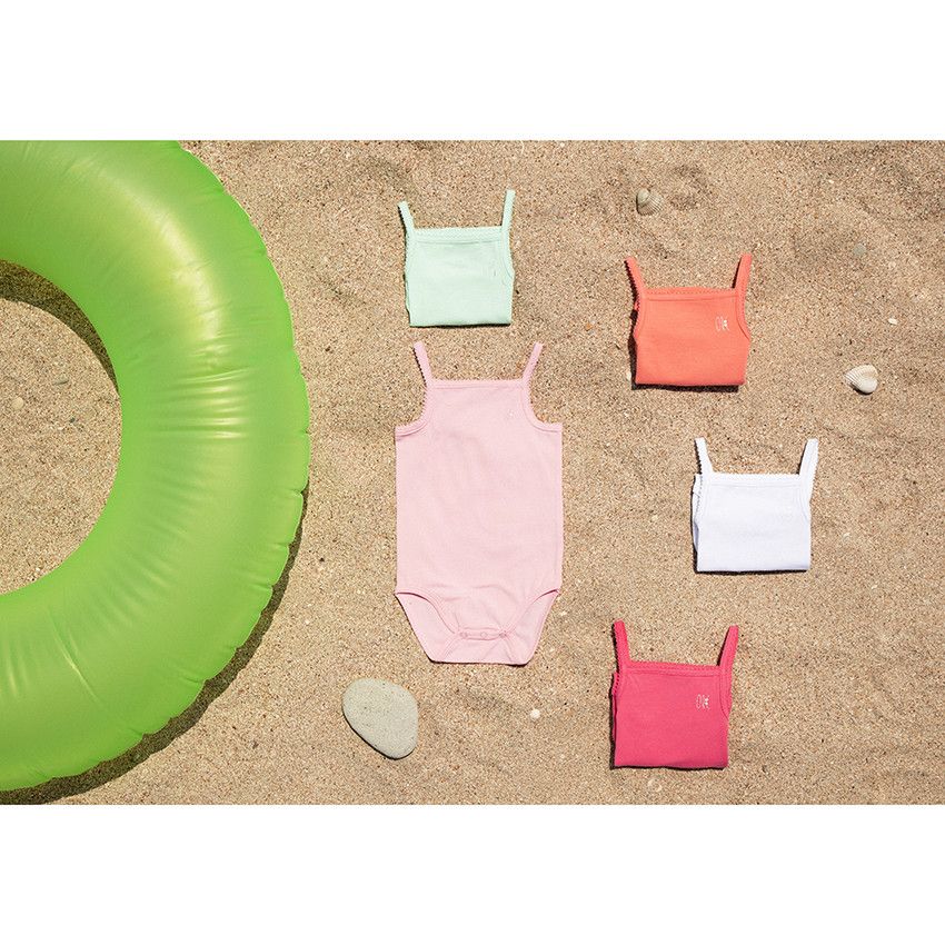 Lot de 3 bodies en jersey à fines bretelles - Fuchsia
